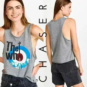 NWT CHASER The Who Graphic Logo Cropped Sleeveless Tee